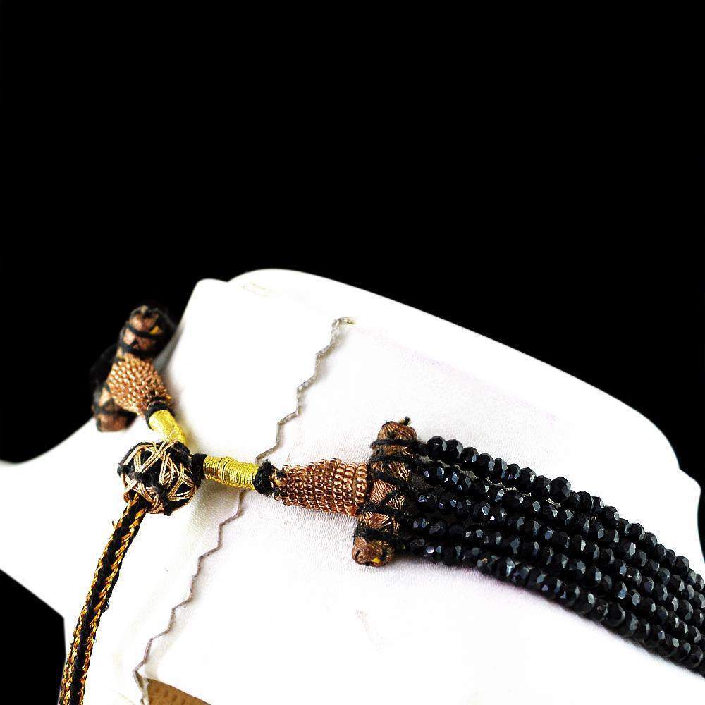 gemsmore:5 Strand Black Spinel Necklace Natural Faceted Beads