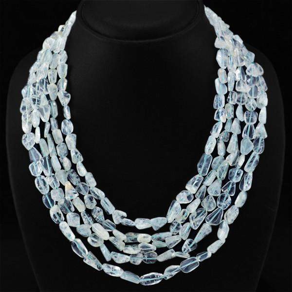 gemsmore:5 Strand White Quartz Necklace Natural Unheated Beads