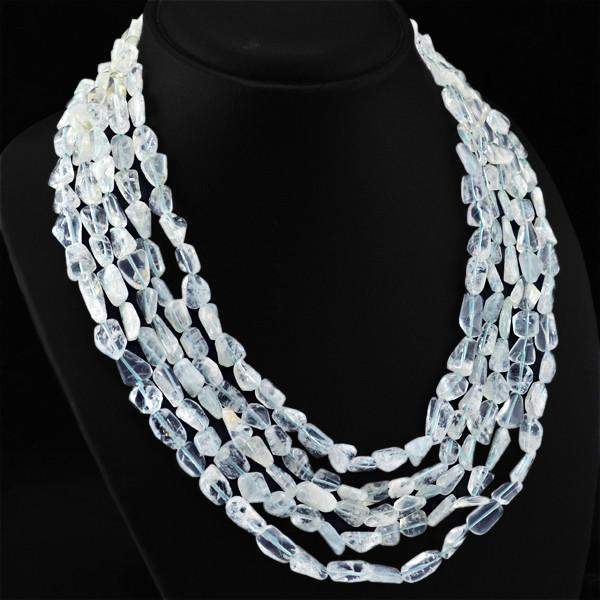 gemsmore:5 Strand White Quartz Necklace Natural Unheated Beads