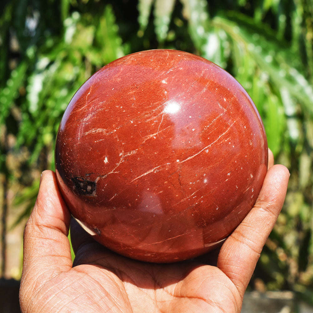 gemsmore:5385.00 Cts Red Jasper Hand Carved Crystal Healing Sphere - Huge Size