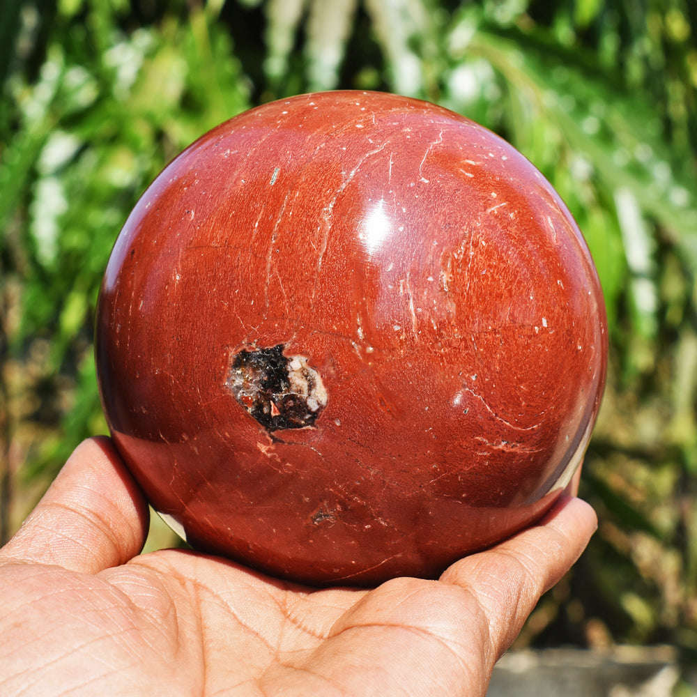 gemsmore:5385.00 Cts Red Jasper Hand Carved Crystal Healing Sphere - Huge Size