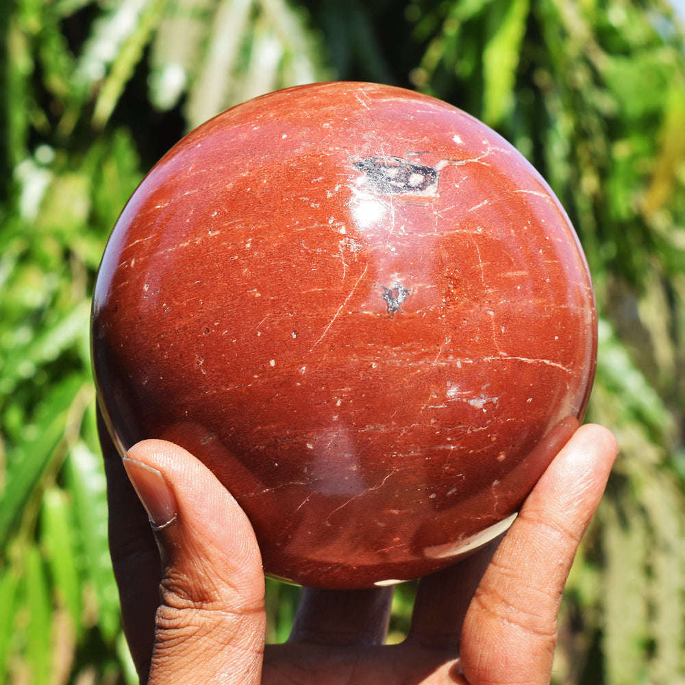 gemsmore:5385.00 Cts Red Jasper Hand Carved Crystal Healing Sphere - Huge Size