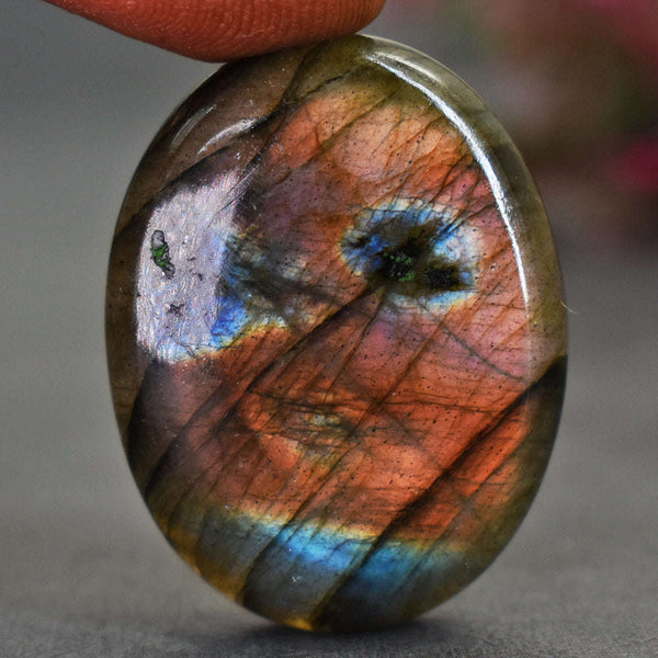 gemsmore:56 Carats Genuine Orange Flash Labradorite Gemstone