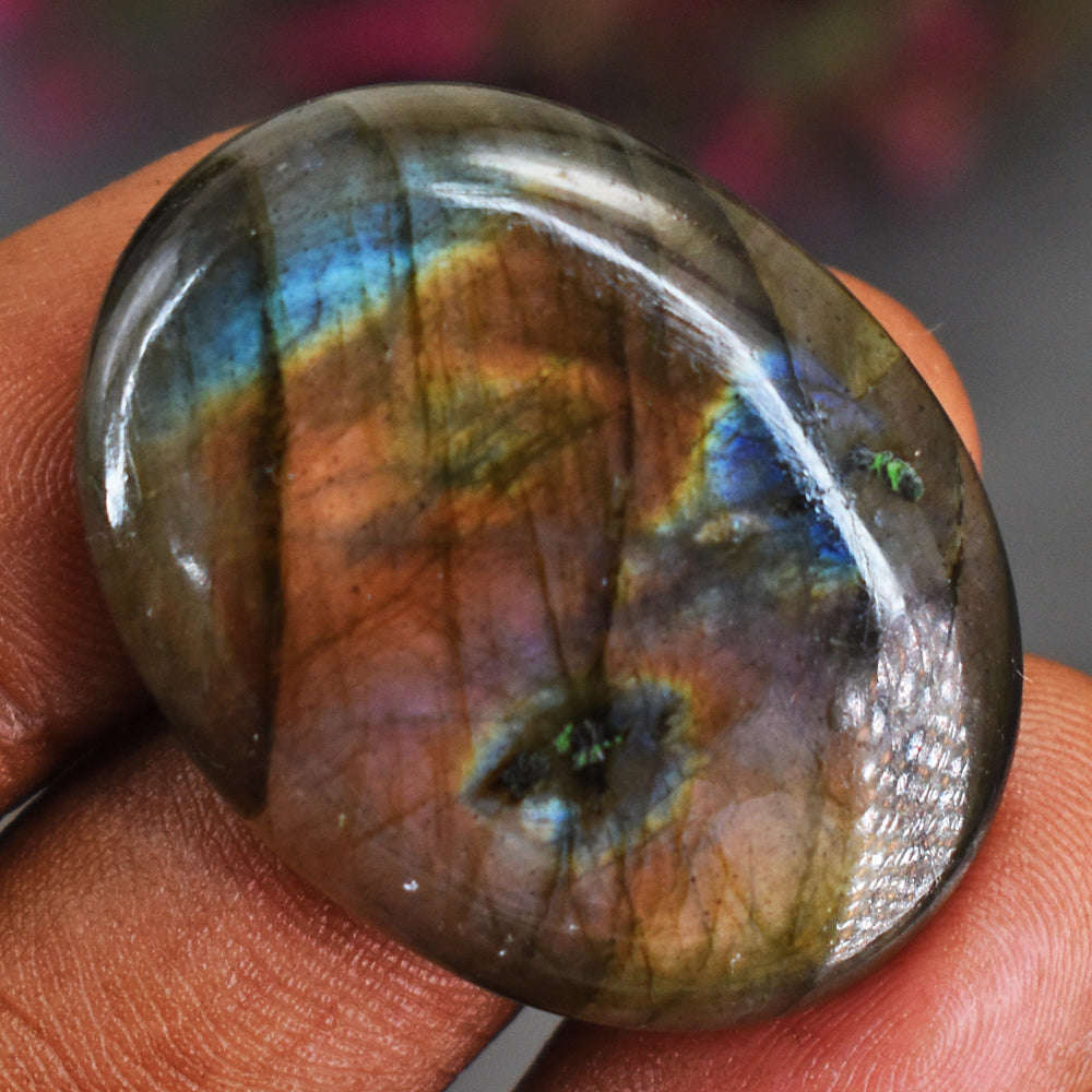 gemsmore:56 Carats Genuine Orange Flash Labradorite Gemstone