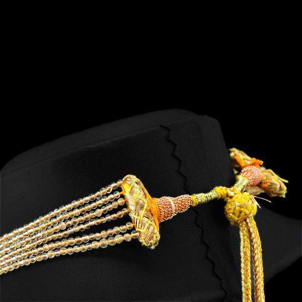 gemsmore:6 Strand Yellow Citrine Necklace Natural Round Shape Beads
