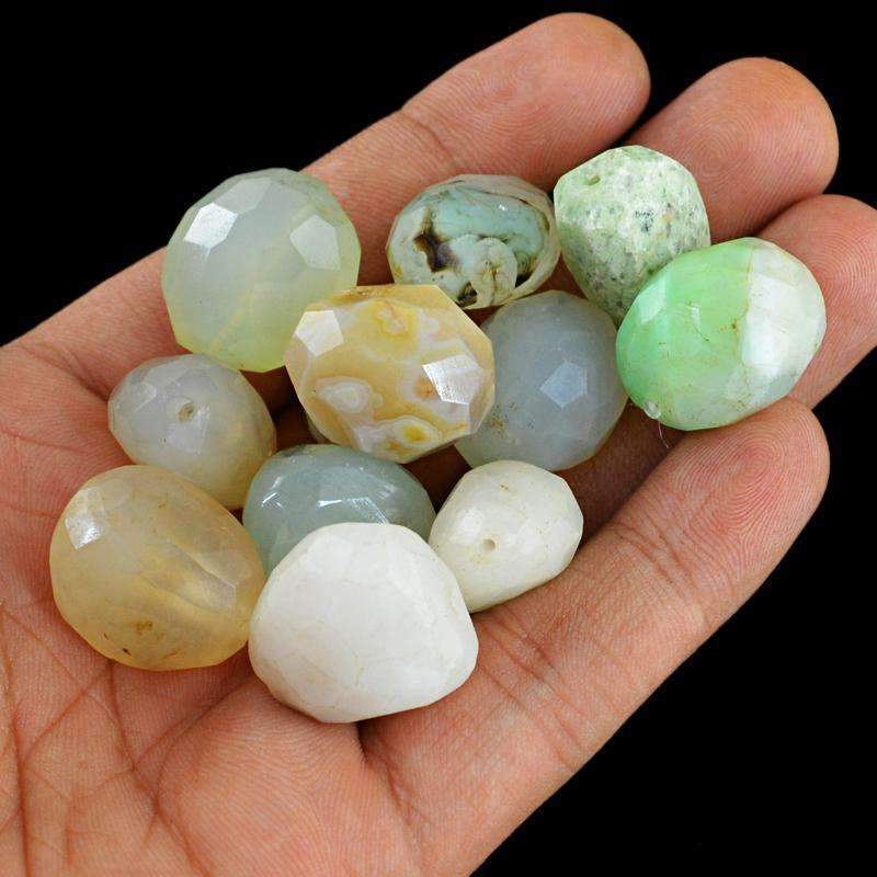 gemsmore:Agate & Onyx Drilled Beads Lot - Natural Faceted