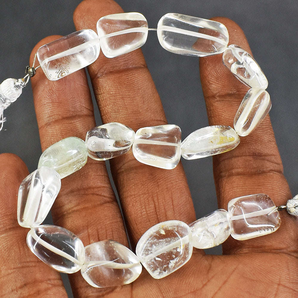 gemsmore:Amazing 140 Carats 08 Inches Genuine White Quartz Beads Strand