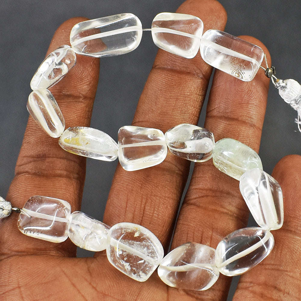 gemsmore:Amazing 140 Carats 08 Inches Genuine White Quartz Beads Strand