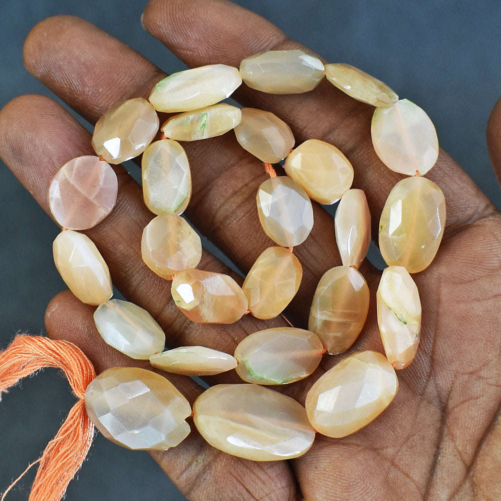 gemsmore:Amazing 143 Carats 13 Inches Genuine Peach Moonstone Faceted  Beads Strand