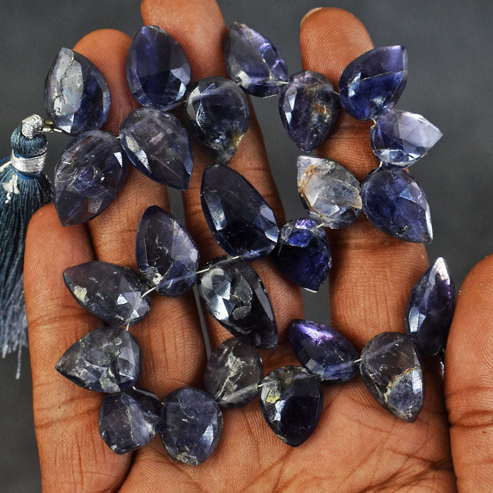 gemsmore:Amazing 162 Carats 08 Inches Genuine Iolite Faceted  Beads Strand