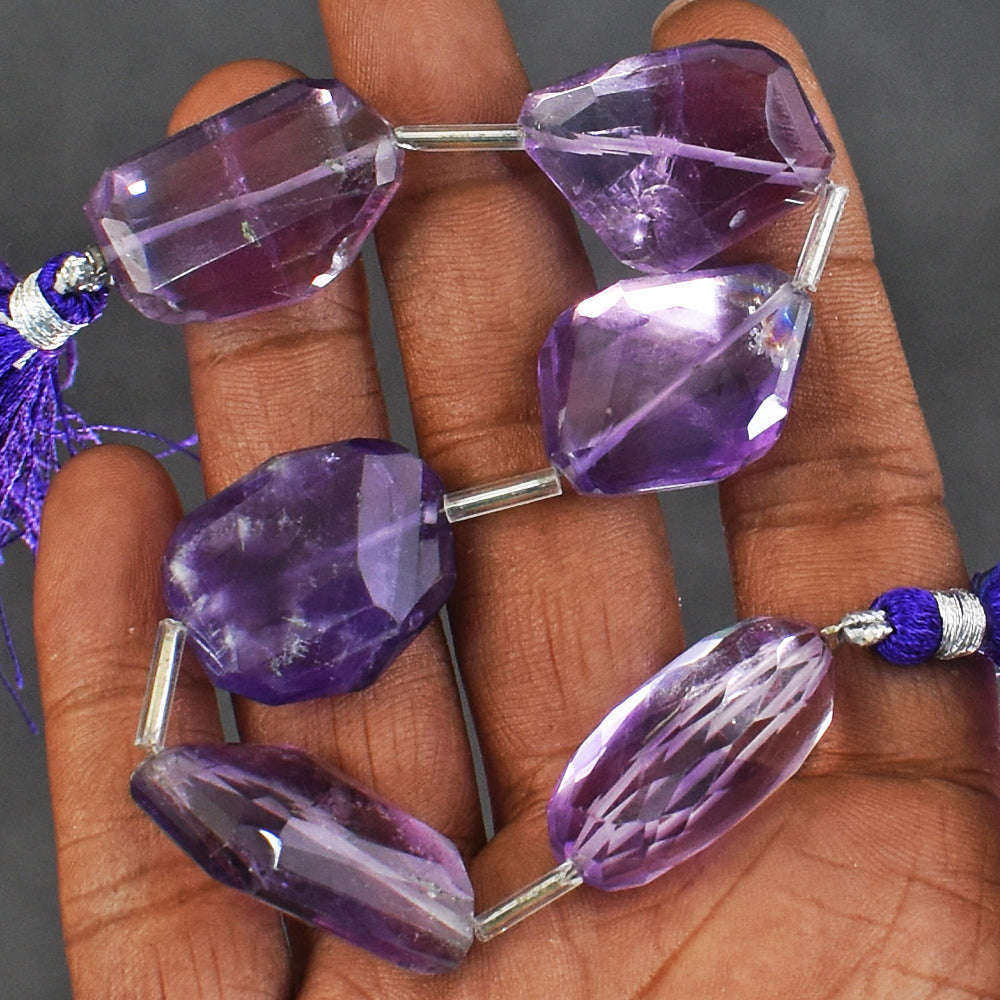 gemsmore:Amazing 191 Carats Genuine Amethyst Beads Strand Of 08 Inches