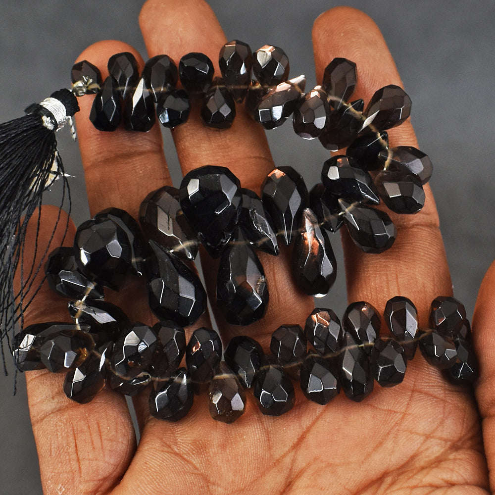 gemsmore:Amazing 207 Carats 08 Inches Genuine Smoky Quartz Faceted  Beads Strand
