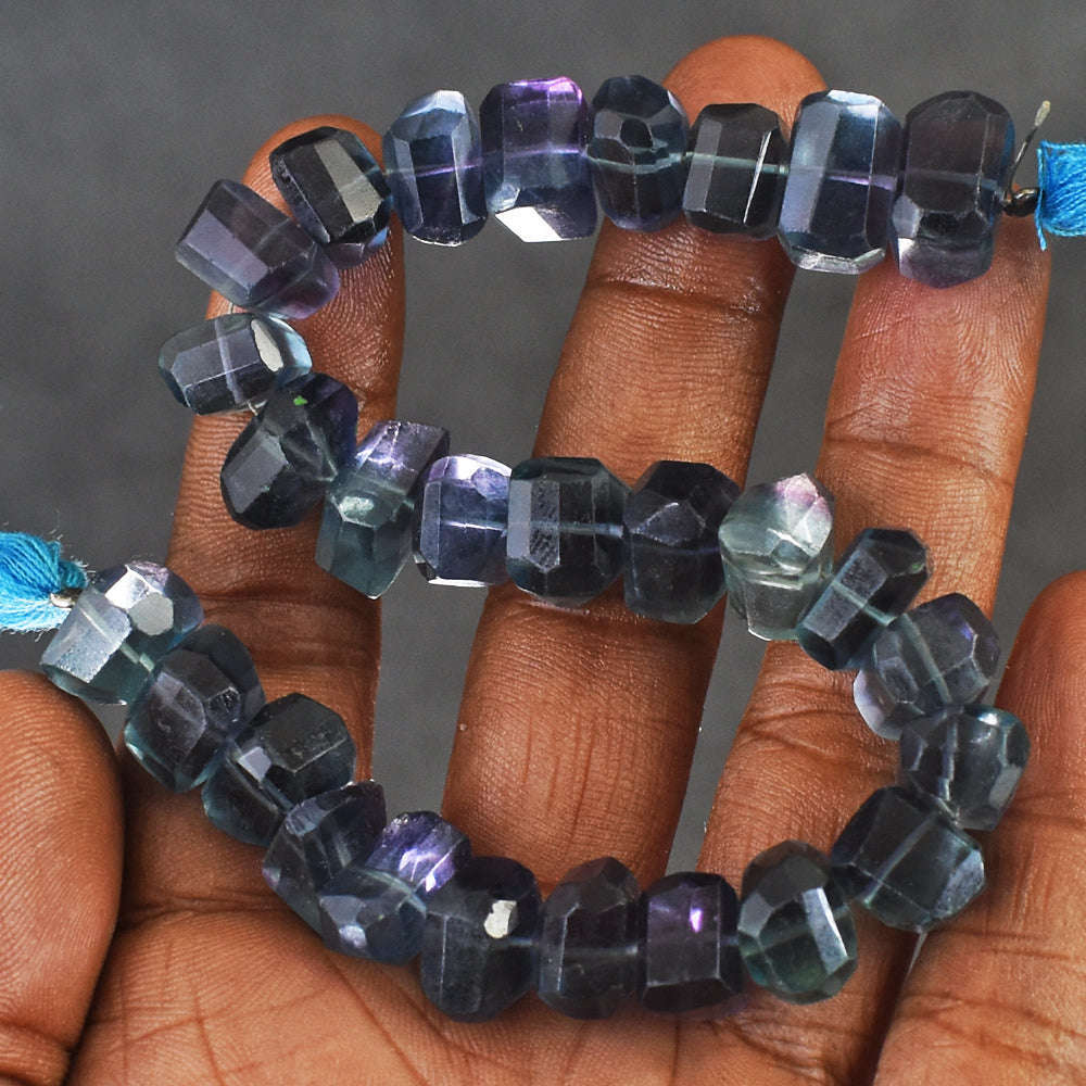 gemsmore:Amazing 253 Carats 09 Inches Genuine Multicolor Fluorite Beads Strand