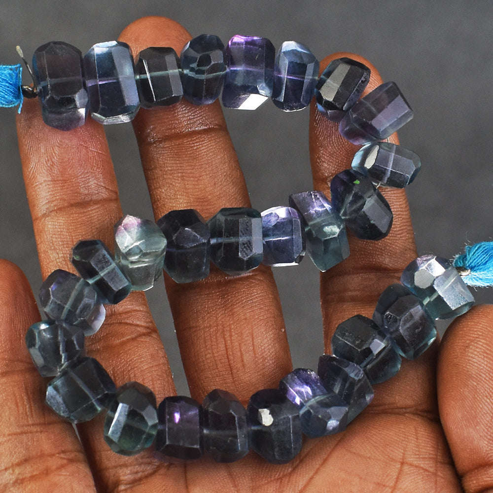 gemsmore:Amazing 253 Carats 09 Inches Genuine Multicolor Fluorite Beads Strand