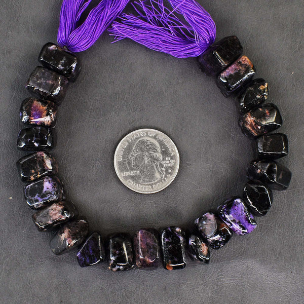 gemsmore:Amazing 435 Carats Genuine Charoite Beads Strand Of 08 Inches
