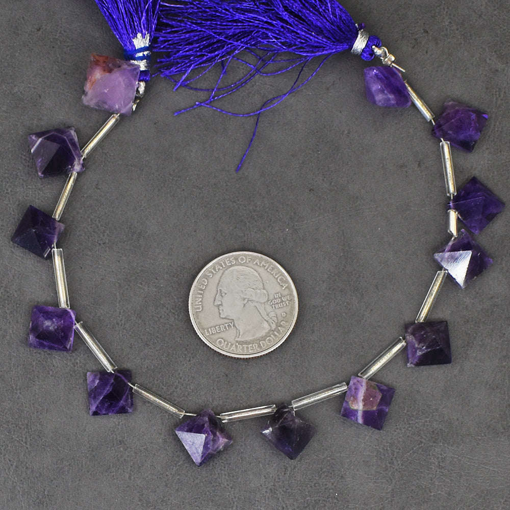 gemsmore:Amazing 69 Carats Genuine Ametrine Beads Strand Of 10"