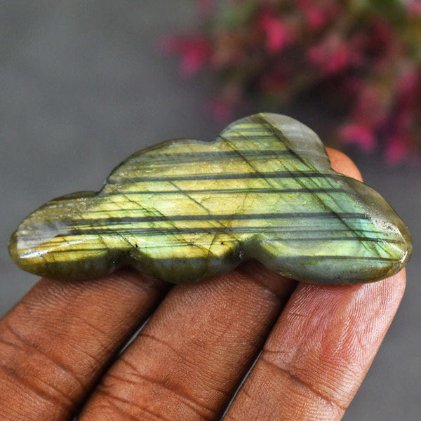 gemsmore:Amazing 71 Carats  Genuine Golden & Green Flash Labradorite Cloud Gemstone