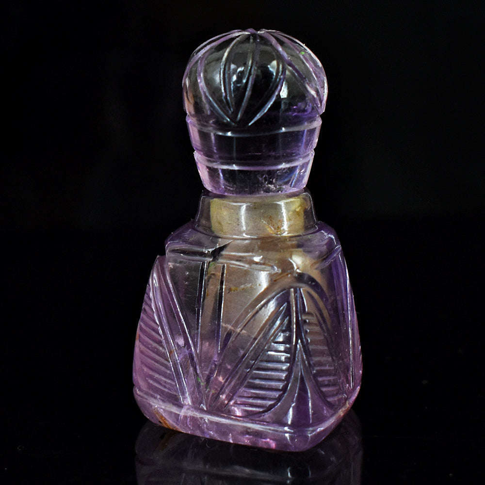 gemsmore:Amazing Amethyst  Hand Carved Genuine Crystal Gemstone Carving Perfume Bottle