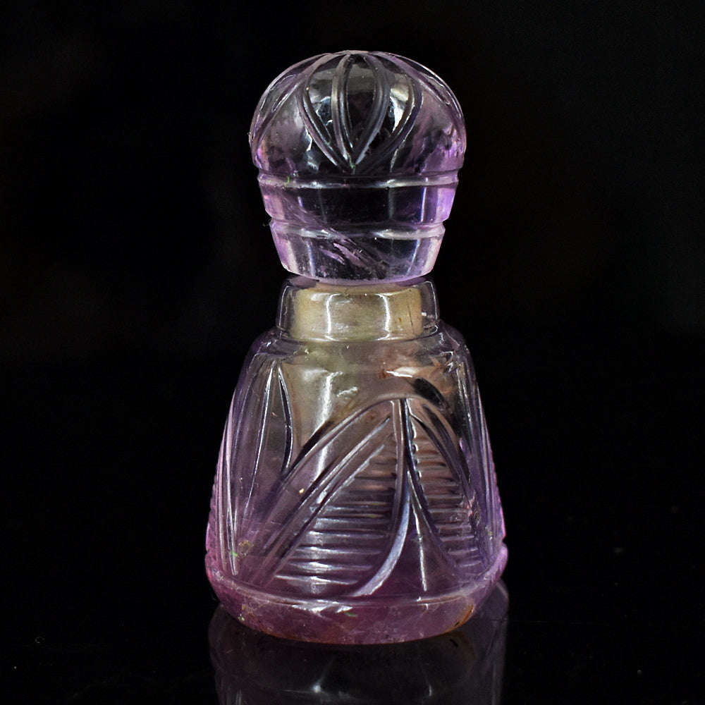 gemsmore:Amazing Amethyst  Hand Carved Genuine Crystal Gemstone Carving Perfume Bottle