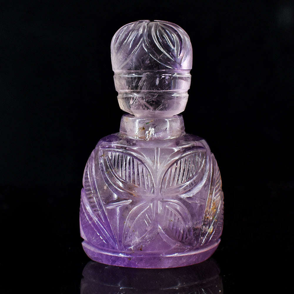 gemsmore:Amazing Amethyst  Hand Carved Genuine Crystal Gemstone Carving Perfume Bottle