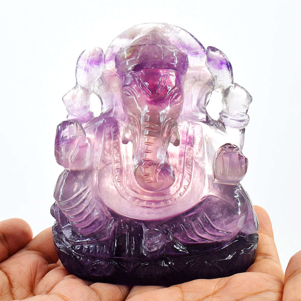 gemsmore:Amazing Amethyst Hand Carved Lord Ganesha