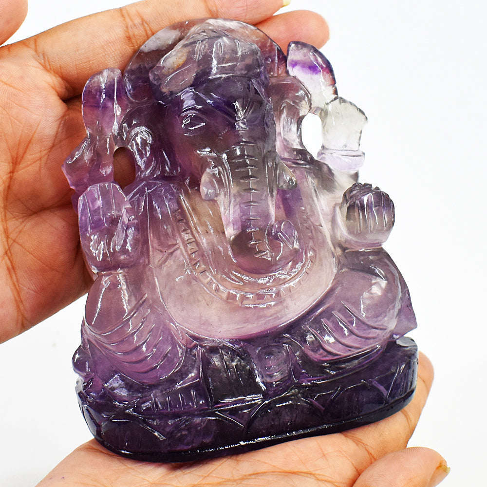 gemsmore:Amazing Amethyst Hand Carved Lord Ganesha