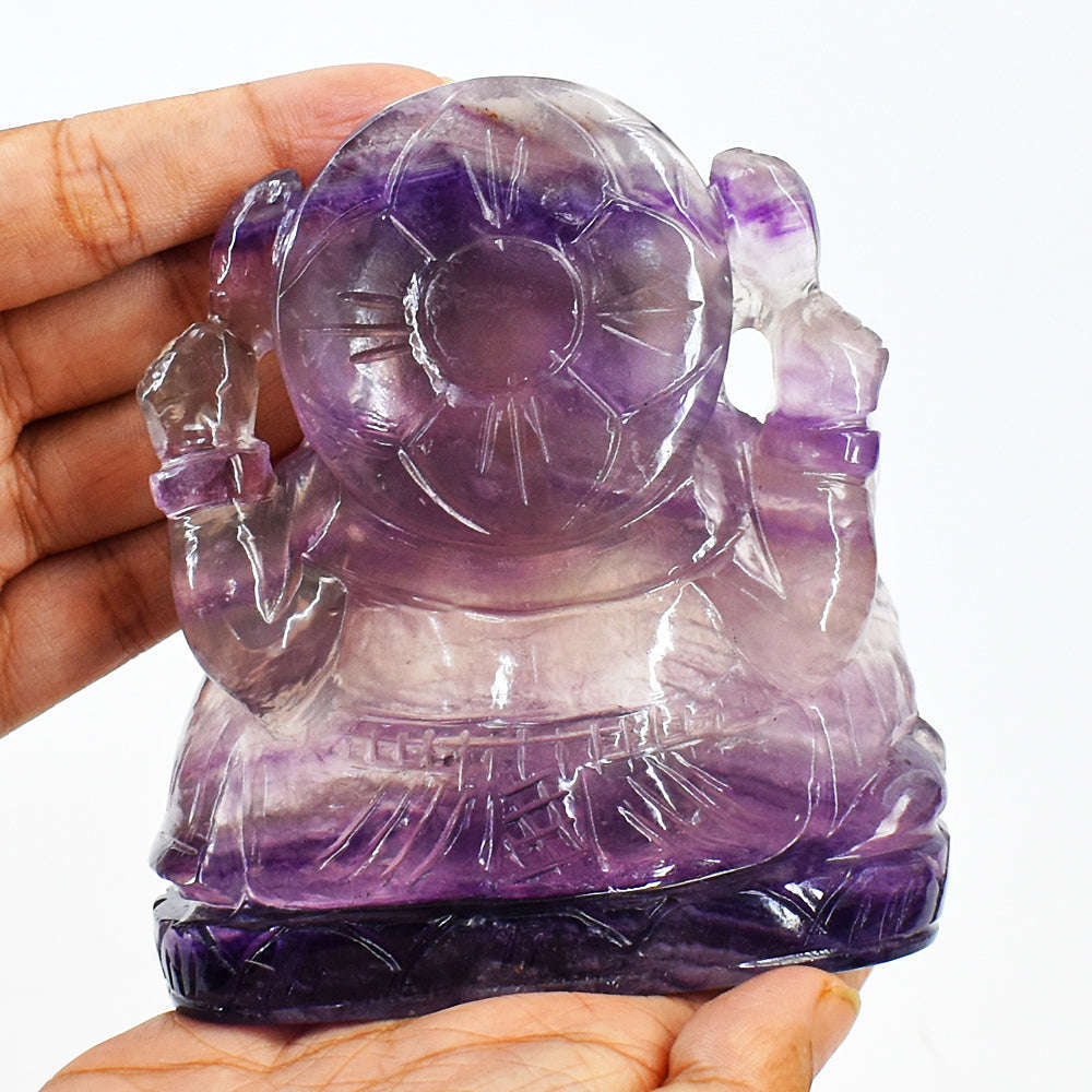 gemsmore:Amazing Amethyst Hand Carved Lord Ganesha