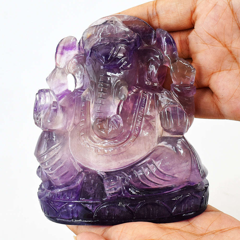 gemsmore:Amazing Amethyst Hand Carved Lord Ganesha