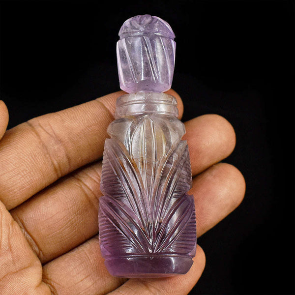 gemsmore:Amazing Ametrine  Hand Carved Genuine Crystal Gemstone Carving Perfume Bottle