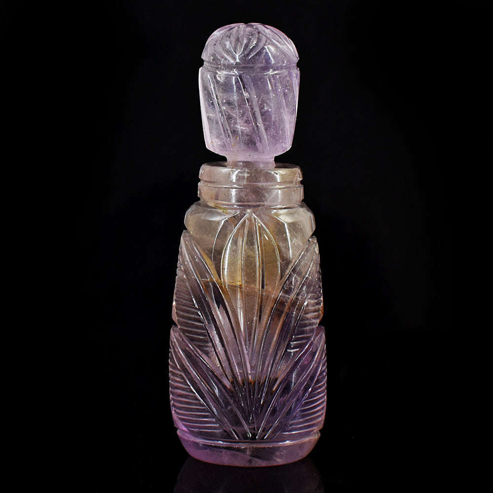 gemsmore:Amazing Ametrine  Hand Carved Genuine Crystal Gemstone Carving Perfume Bottle