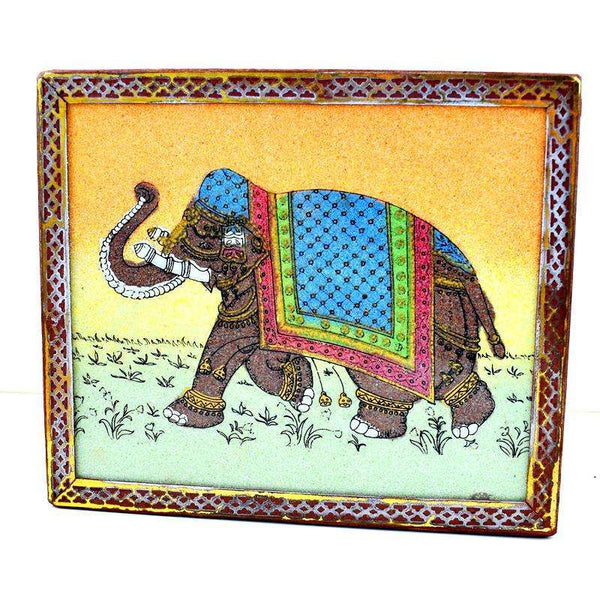 gemsmore:Amazing Animal Painted Wooden Jewellery Box - Carved