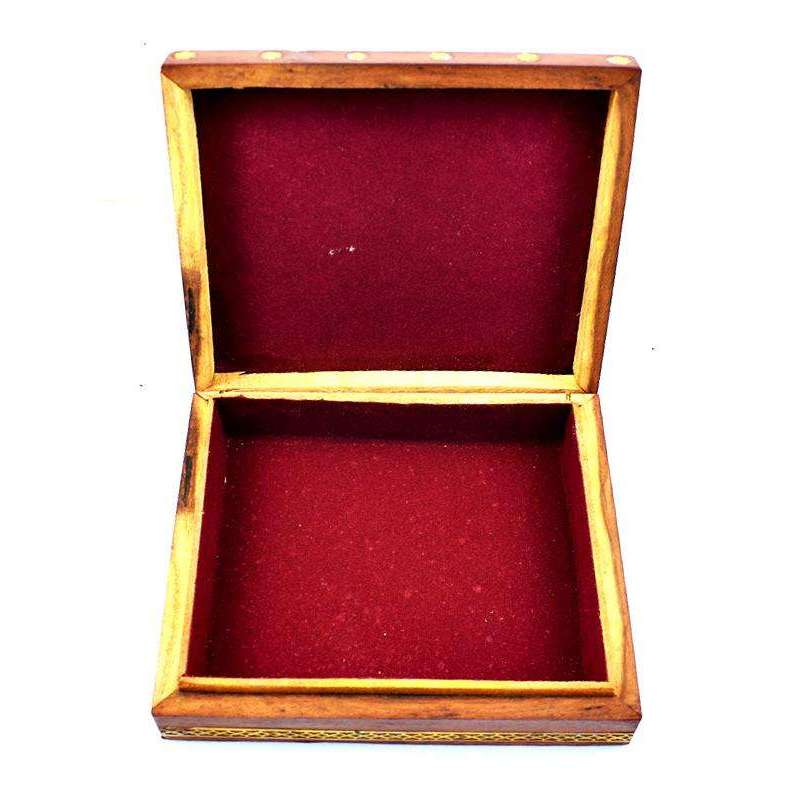 gemsmore:Amazing Animal Painted Wooden Jewellery Box - Carved