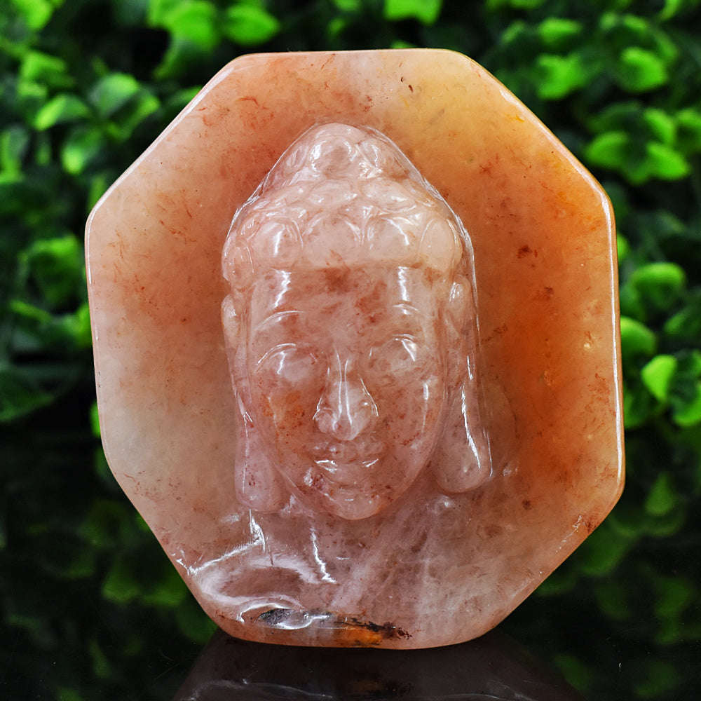 gemsmore:Amazing  Aventurine Hand Carved Genuine Crystal Gemstone Carving  Buddha Head