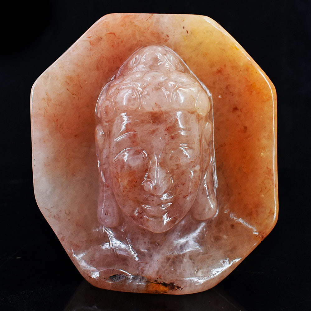 gemsmore:Amazing  Aventurine Hand Carved Genuine Crystal Gemstone Carving  Buddha Head