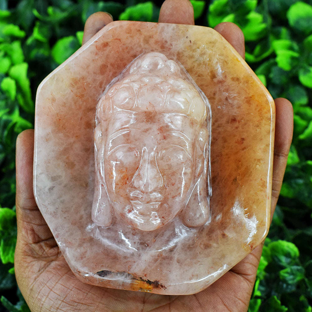 gemsmore:Amazing  Aventurine Hand Carved Genuine Crystal Gemstone Carving  Buddha Head