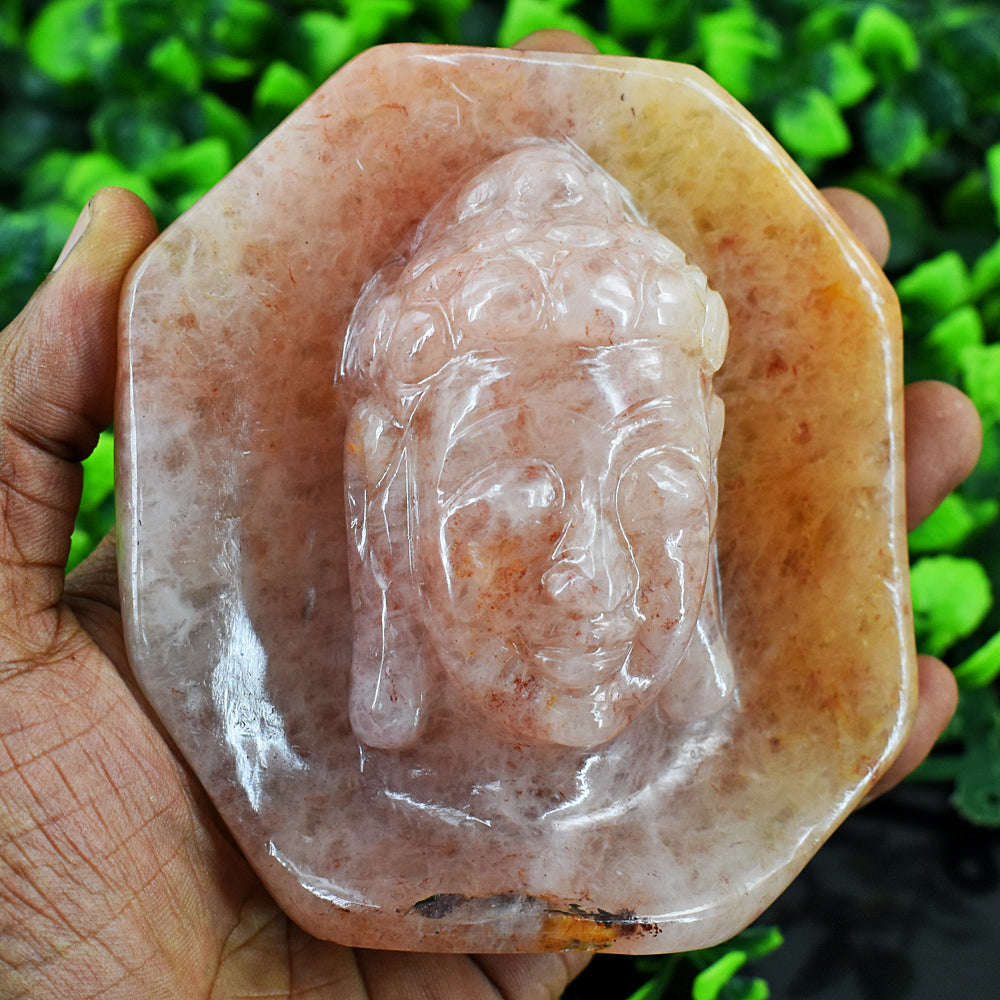 gemsmore:Amazing  Aventurine Hand Carved Genuine Crystal Gemstone Carving  Buddha Head