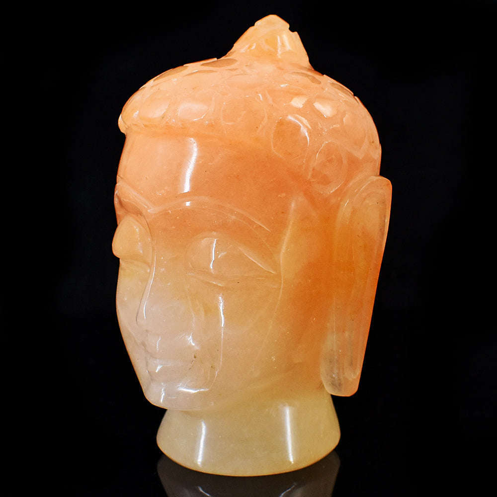 gemsmore:Amazing Aventurine  Hand Carved Genuine Crystal Gemstone Carving Buddha Head