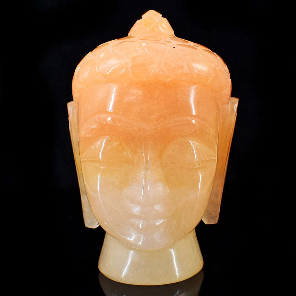 gemsmore:Amazing Aventurine  Hand Carved Genuine Crystal Gemstone Carving Buddha Head