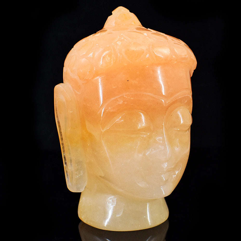 gemsmore:Amazing Aventurine  Hand Carved Genuine Crystal Gemstone Carving Buddha Head