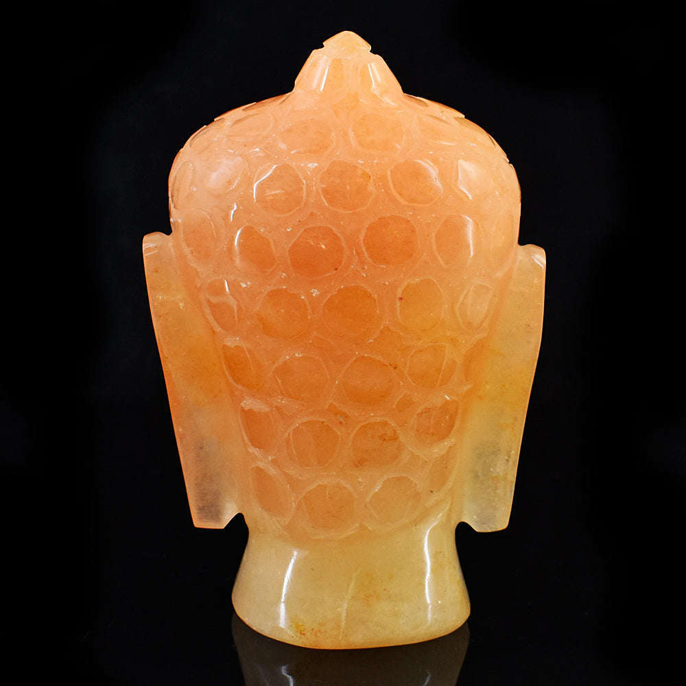 gemsmore:Amazing Aventurine  Hand Carved Genuine Crystal Gemstone Carving Buddha Head