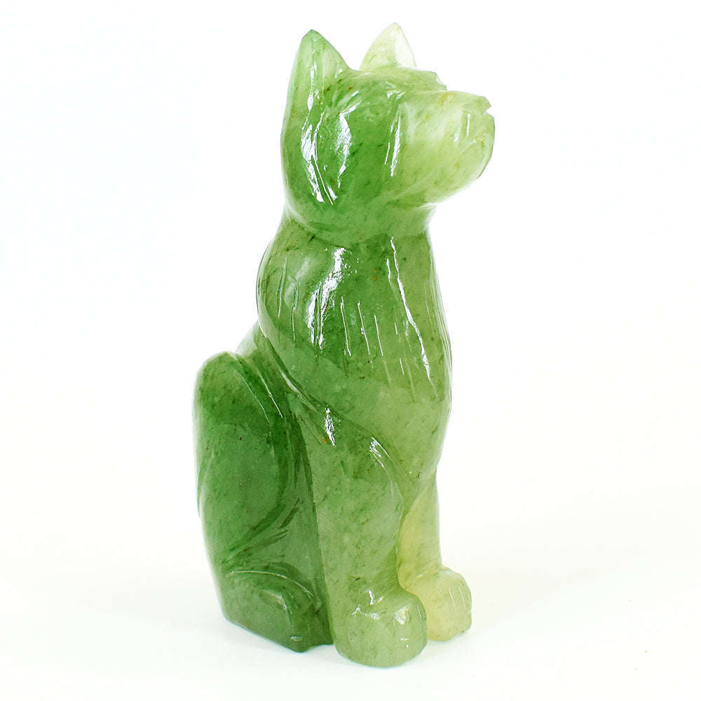 gemsmore:Amazing Aventurine Hand Carved Genuine Crystal Gemstone Carving Dog