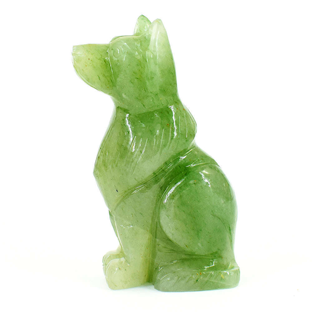 gemsmore:Amazing Aventurine Hand Carved Genuine Crystal Gemstone Carving Dog