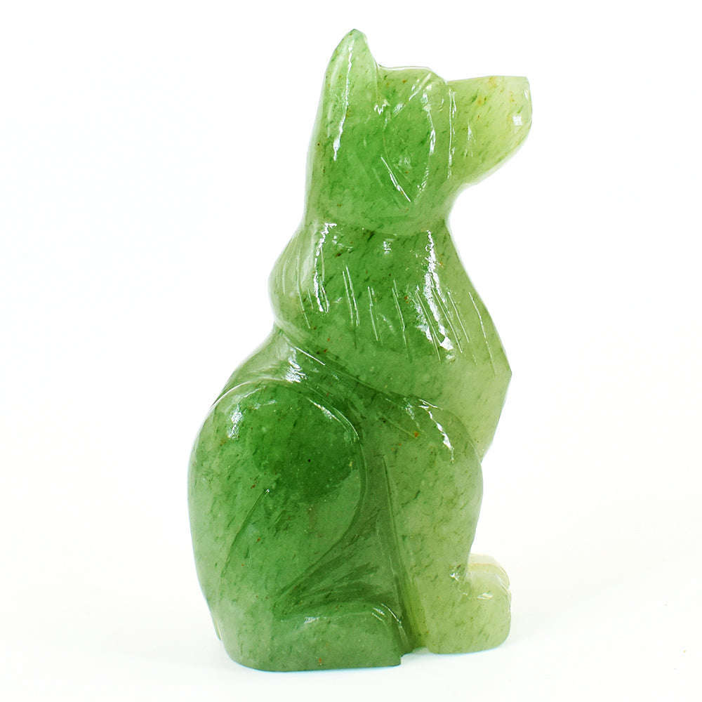 gemsmore:Amazing Aventurine Hand Carved Genuine Crystal Gemstone Carving Dog