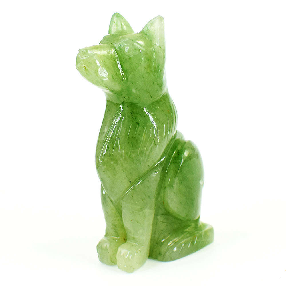 gemsmore:Amazing Aventurine Hand Carved Genuine Crystal Gemstone Carving Dog