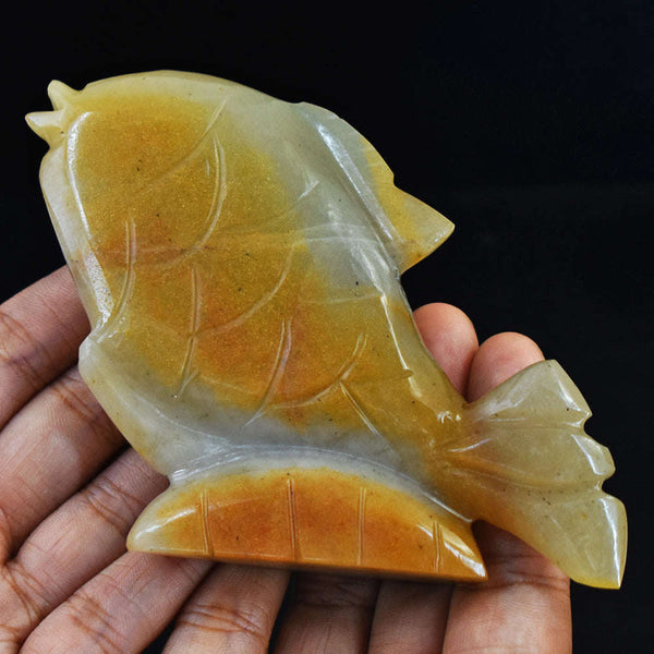 gemsmore:Amazing Aventurine Hand Carved Genuine Crystal Gemstone Carving Fish