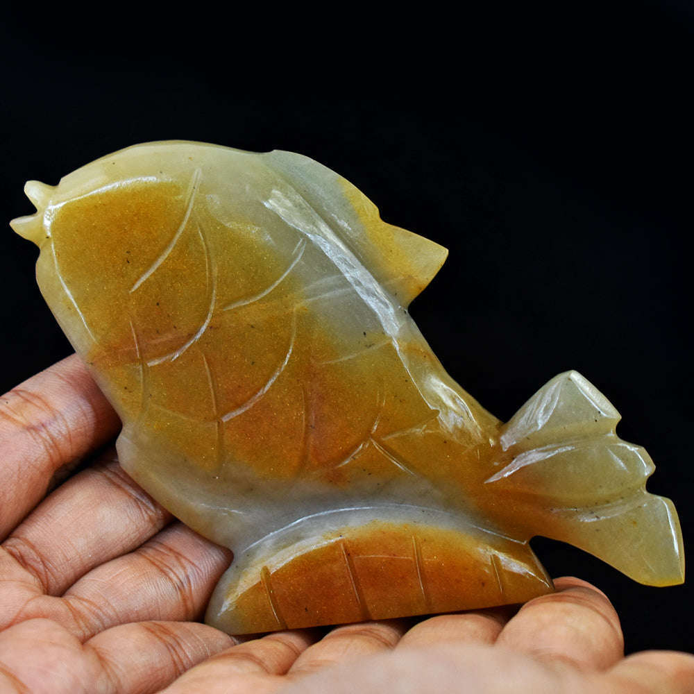 gemsmore:Amazing Aventurine Hand Carved Genuine Crystal Gemstone Carving Fish