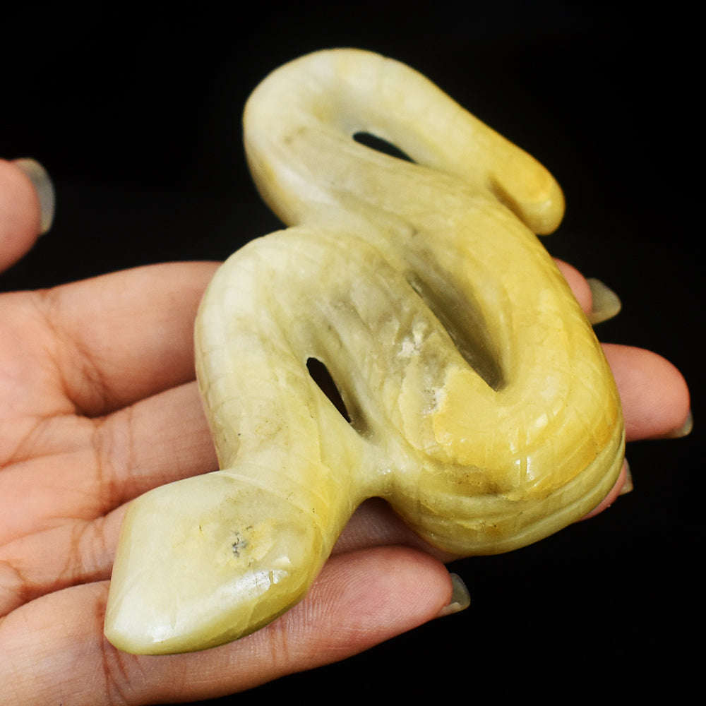 gemsmore:Amazing Aventurine Hand Carved Genuine Crystal Gemstone Carving Snake