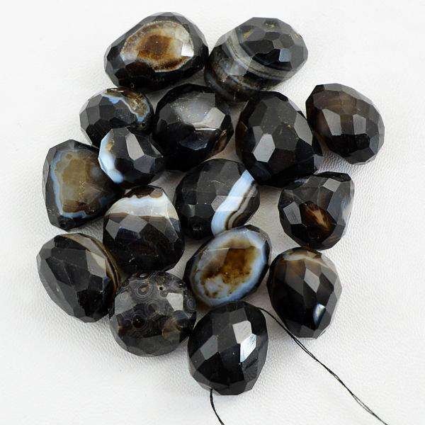 gemsmore:Amazing Black Onyx Beads Lot Natural Untreated Drilled