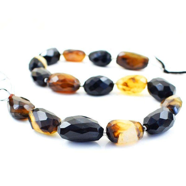 gemsmore:Amazing Black Onyx Faceted Drilled Beads Strand