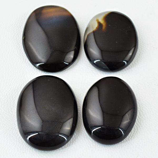 gemsmore:Amazing Black Onyx Oval Shape Untreated Loose Gemstone Lot